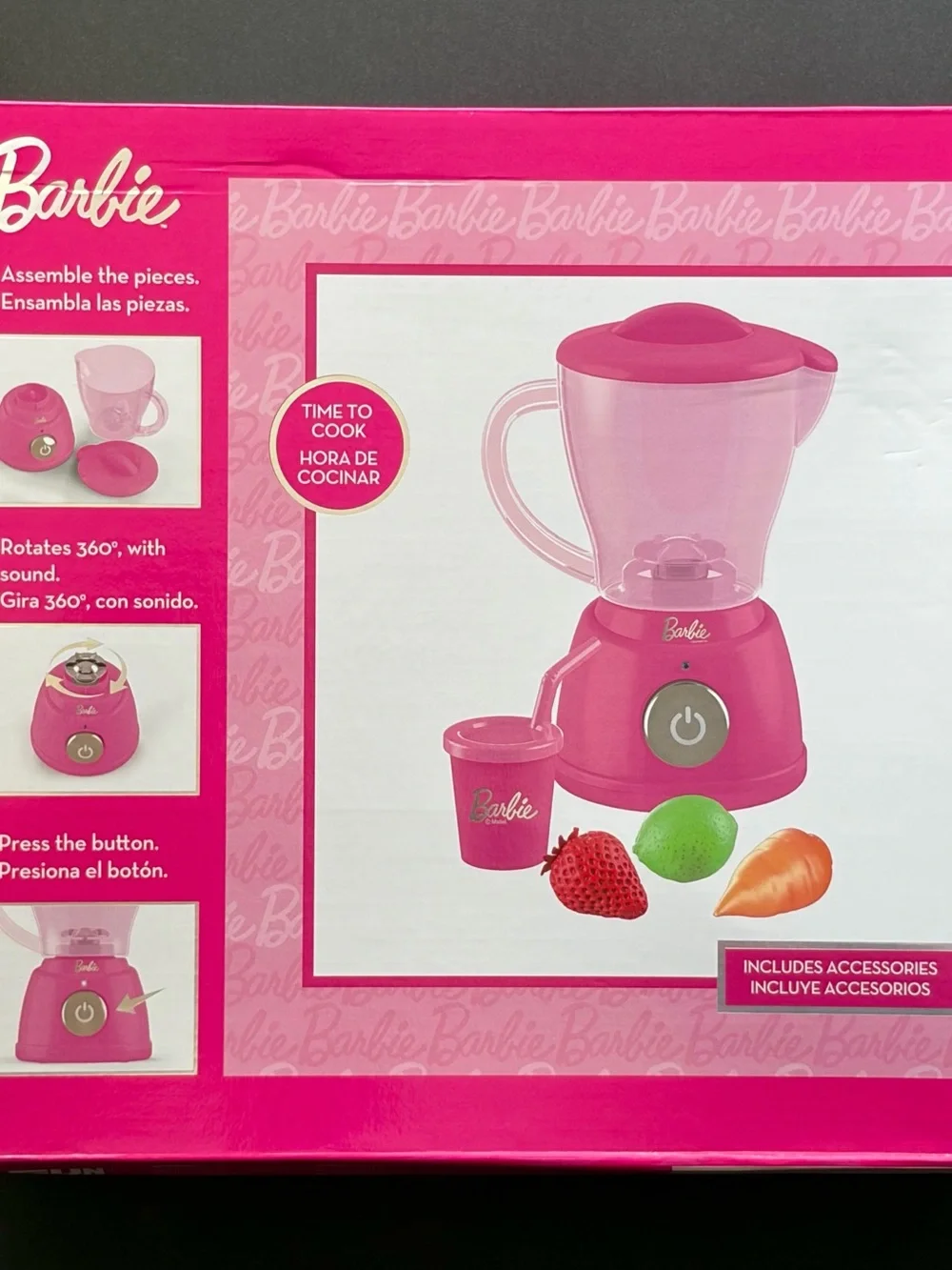 Barbie Hot Pink Play Blender with Assorted‎ Fruit